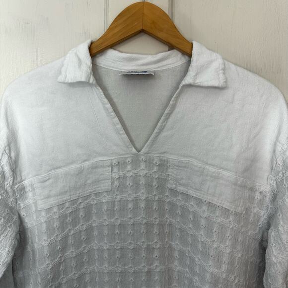 Dunes Relaxed Fashion 100% Tunic Top Beachy Coastal Textured V Neck Womens Sdf - Picture 5 of 6